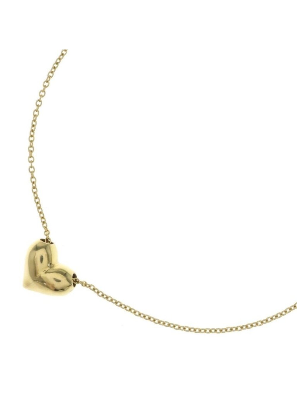 Tiffany & Co 18k Yellow Gold Pinched Heart Chain Necklace